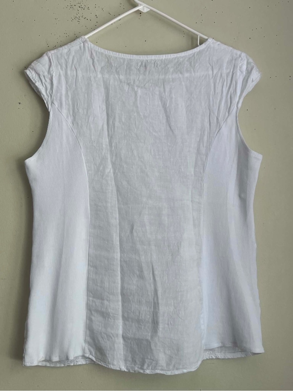 Linen Embroidered Sleeveless Top - White - Picture 4 of 6